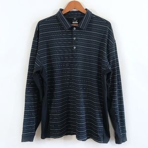 NIKE GOLF Navy Striped Golf Polo Long Sleeve